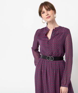 Robe femme en voile à manches longues avec ceinture à boucle vue2 - GEMO(FEMME PAP) - GEMO