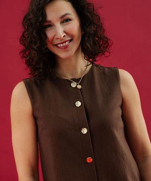 Top sans manches en maille extensible femme vue3 - GEMO(FEMME PAP) - GEMO