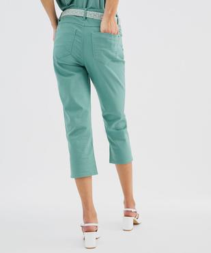 Pantacourt slim taille haute en coton stretch avec ceinture à nouer femme vue3 - GEMO 4G FEMME - GEMO