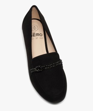 Mocassins femme unis en suédine à bout rond avec bride strass vue5 - GEMO 4G FEMME - GEMO