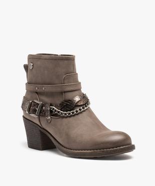 Boots femme à talon dessus mat et brides fantaisie vue3 - GEMO(URBAIN) - GEMO