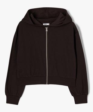 Sweat zippé à capuche coupe courte fille vue1 - GEMO (JUNIOR) - GEMO