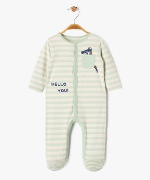 Pyjama en coton ouvert devant à rayures bébé garçon vue1 - GEMO 4G BEBE - GEMO