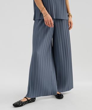 Pantalon large plissé avec taille élastique femme vue2 - GEMO(FEMME PAP) - GEMO