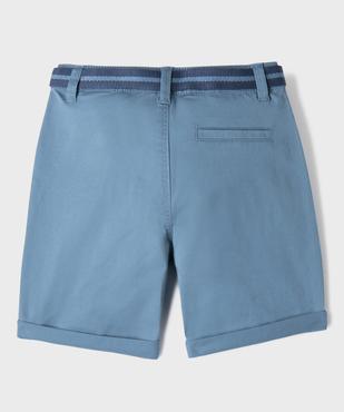 Bermuda chino en twill de coton stretch avec revers et ceinture garçon vue3 - GEMO (ENFANT) - GEMO