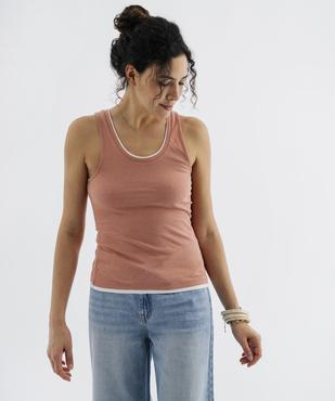 Débardeur en coton avec finitions contrastantes femme vue2 - GEMO 4G FEMME - GEMO