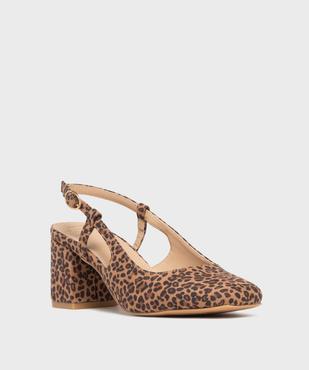 Escarpins slingback en toile à motifs léopard femme - Follow Me vue2 - FOLLOW ME - GEMO