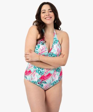 Maillot de bain femme grande taille 1 pièce imprimé feuillage vue1 - GEMO (PLAGE) - GEMO