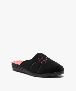 Chaussons femme forme mule avec dessus brodé vue2 - GEMO 4G FEMME - GEMO