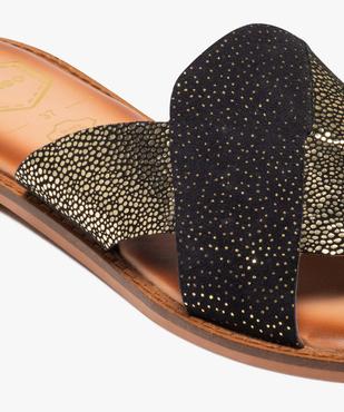 Mules femme à talon plat dessus cuir métallisé – Tanéo vue6 - TANEO - GEMO