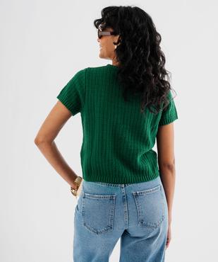 Pull manches courtes en maille texturée à boutons femme vue3 - GEMO(FEMME PAP) - GEMO