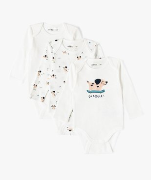 Body à manches longues et col US en coton biologique bébé (lot de 3) vue1 - GEMO 4G BEBE - GEMO