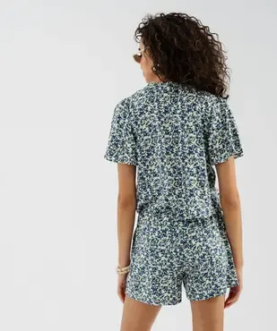 Blouse manches courtes en viscose fluide imprimée femme vue3 - GEMO 4G FEMME - GEMO