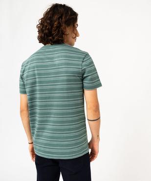 Tee-shirt à manches courtes et col V à rayures homme vue3 - GEMO 4G HOMME - GEMO