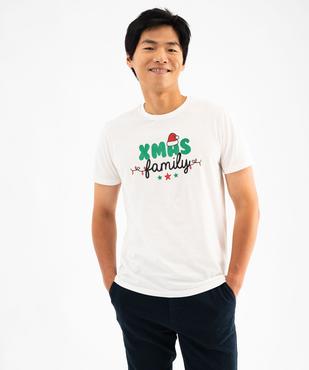 Tee-shirt manches courtes avec motif pailleté spécial Noël homme  vue1 - GEMO (HOMME) - GEMO