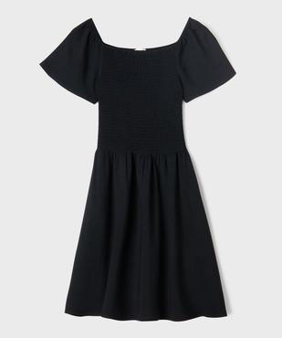 Robe courte à manches courtes au buste en smocks fille vue2 - GEMO 4G FILLE - GEMO