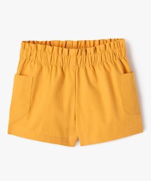 Short en toile à taille élastiquée et poches plaquées bébé fille vue1 - GEMO(BEBE DEBT) - GEMO