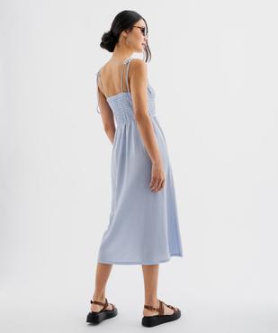 Robe midi à fines bretelles en tissu texturé femme vue3 - GEMO 4G FEMME - GEMO