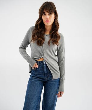 Gilet à col rond en maille fine femme vue1 - GEMO 4G FEMME - GEMO