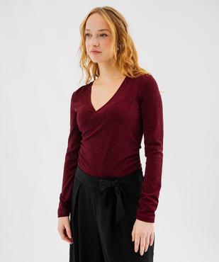 Tee-shirt scintillant col V femme vue3 - GEMO(FEMME PAP) - GEMO