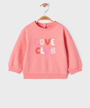 Sweat molletonné bébé fille avec motifs et message vue1 - GEMO 4G BEBE - GEMO