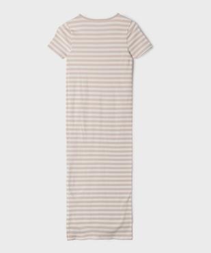 Robe tee-shirt longue en maille côtelée rayée fille vue5 - GEMO 4G FILLE - GEMO