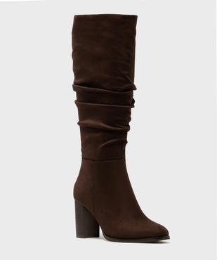Bottes en suédine avec tige drapée femme - Follow Me vue2 - FOLLOW ME - GEMO
