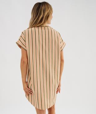Chemise de nuit rayée à manches courtes femme vue3 - GEMO(HOMWR FEM) - GEMO