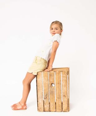 Short fille en toile denim avec bas arrondi vue1 - GEMO 4G FILLE - GEMO