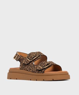 Sandales plateformes imprimé léopard femme  vue2 - 5 MILES - GEMO