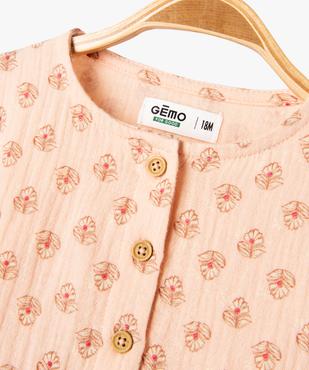 Robe en gaze de coton à motifs fleuris bébé fille vue2 - GEMO 4G BEBE - GEMO