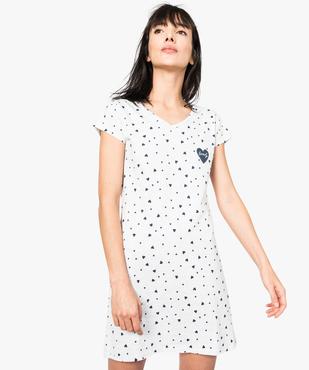 Chemise de nuit imprimée à manches courtes femme vue1 - GEMO 4G FEMME - GEMO