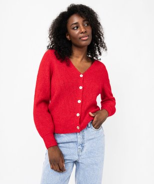 Gilet à col V en maille ajourée femme vue2 - GEMO(FEMME PAP) - GEMO