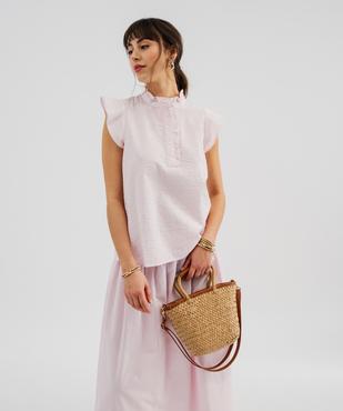 Blouse à motif avec fronces et volants femme vue1 - GEMO(FEMME PAP) - GEMO