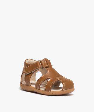 Sandales premiers pas bébé garçon dessus cuir à bout fermé vue2 - GEMO(BEBE DEBT) - GEMO