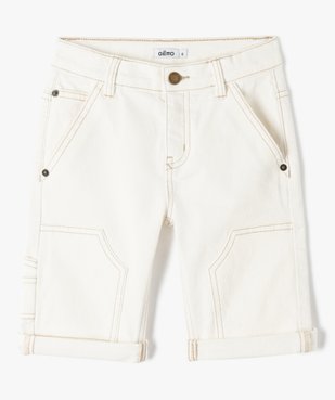 Bermuda garçon en denim avec surpiqûres contrastantes vue1 - GEMO 4G GARCON - GEMO