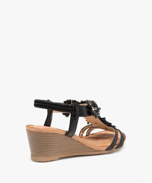 Sandales femme à talon compensé ornées de fleurs et strass vue4 - GEMO(URBAIN) - GEMO