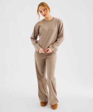 Pantalon en maille à taille élastiquée coupe large femme  vue2 - GEMO(FEMME PAP) - GEMO