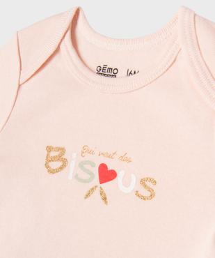 Body à manches courtes avec message pailleté bébé fille (lot de 3) vue10 - GEMO 4G BEBE - GEMO