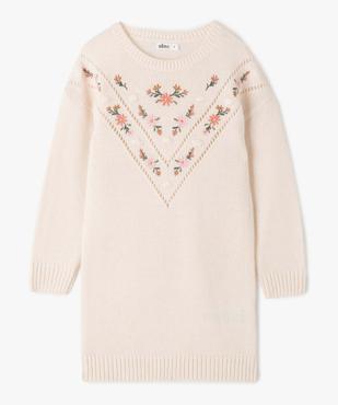 Robe pull fille en maille à manches longues avec motifs brodés vue2 - GEMO (ENFANT) - GEMO