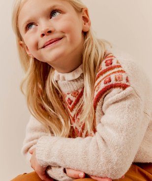 Pull avec motif en V sur le buste fille vue1 - GEMO (ENFANT) - GEMO