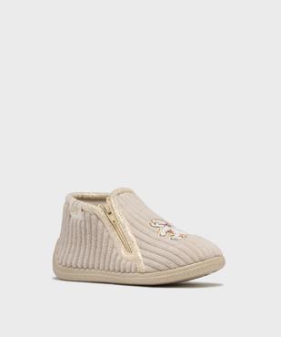 Chaussons montants zippés en velours côtelée bébé fille - LuluCastagnette vue2 - LULU CASTAGNETT - GEMO