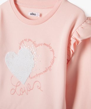 Sweat loose à manches volantées et touches pailletées fille vue2 - GEMO (ENFANT) - GEMO