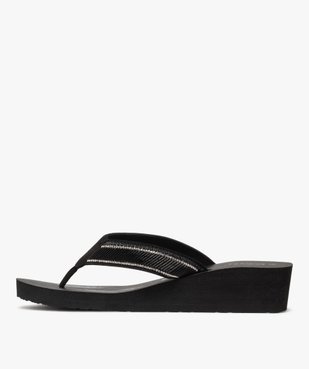 Tongs femme compensées à brides perlées et à strass - Isotoner vue3 - ISOTONER - GEMO