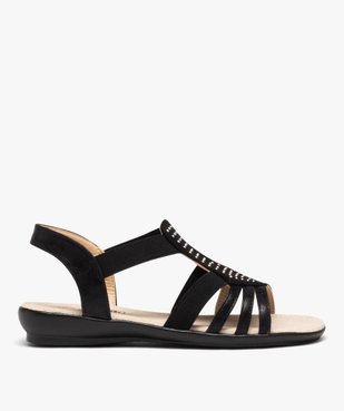 Sandales femme unies à brides élastiques avec détail en tissu à strass vue1 - GEMO (CONFORT) - GEMO