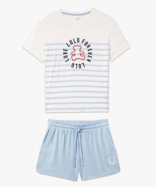 Pyjashort avec haut rayé femme - LuluCastagnette vue4 - LULUCASTAGNETTE - GEMO