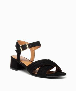 Sandales femme à brides matelassées en suédine et petit talon vue2 - GEMO(URBAIN) - GEMO