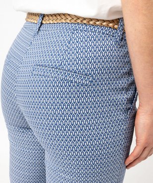 Pantalon chino imprimé en maille extensible avec ceinture femme vue5 - GEMO 4G FEMME - GEMO