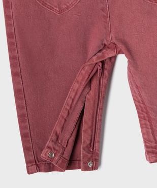Salopette en jean colorée avec entrejambe zippé bébé fille vue3 - GEMO 4G BEBE - GEMO
