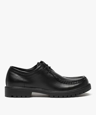 Derbies homme unis à semelle crantée et plateau cousu vue1 - GEMO(URBAIN) - GEMO